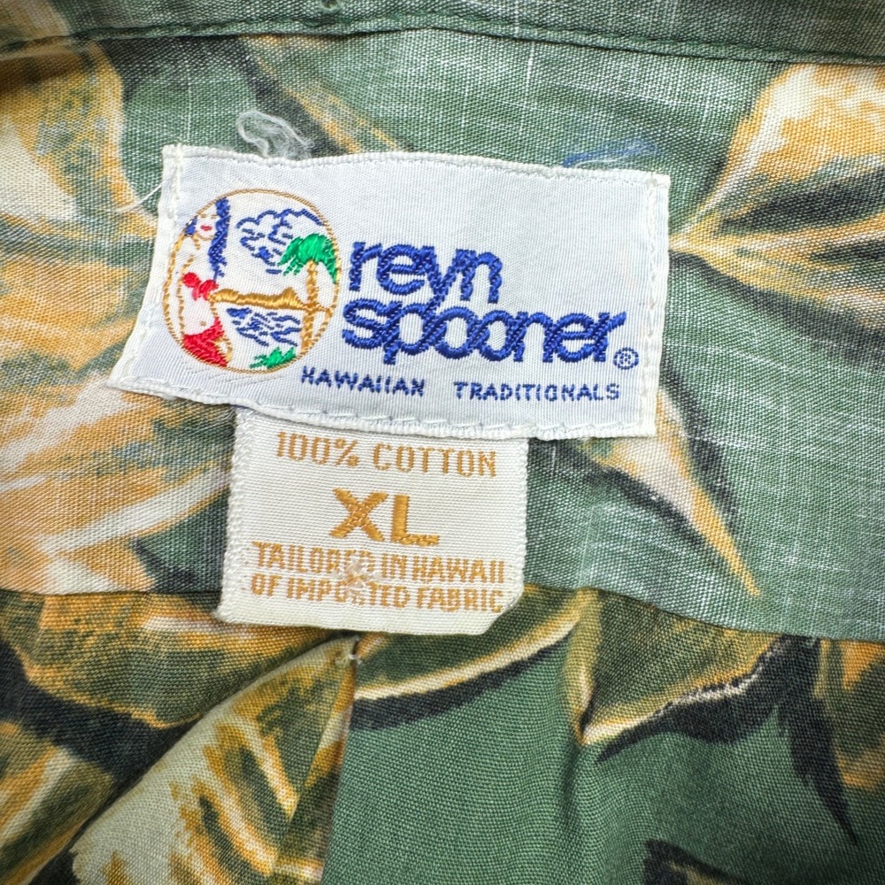 Vintage Reyn Spooner Shirt XL Green Hibiscus Cotton Pullover Hawaiian Aloha - Picture 6 of 9
